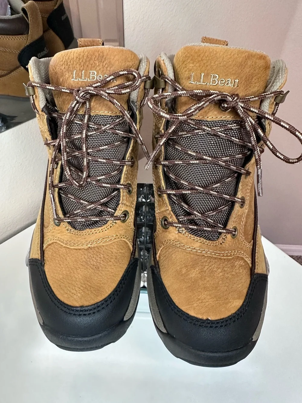 LL Bean Trail Model Cognac Color Waterproof Hiking Boots - size 7.5